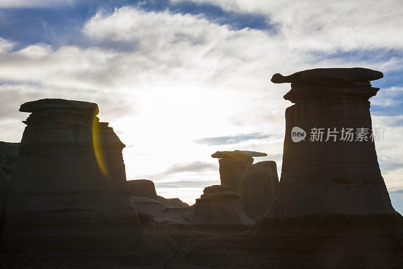 加拿大亚伯达省加拿大荒地的HDR hoodoo